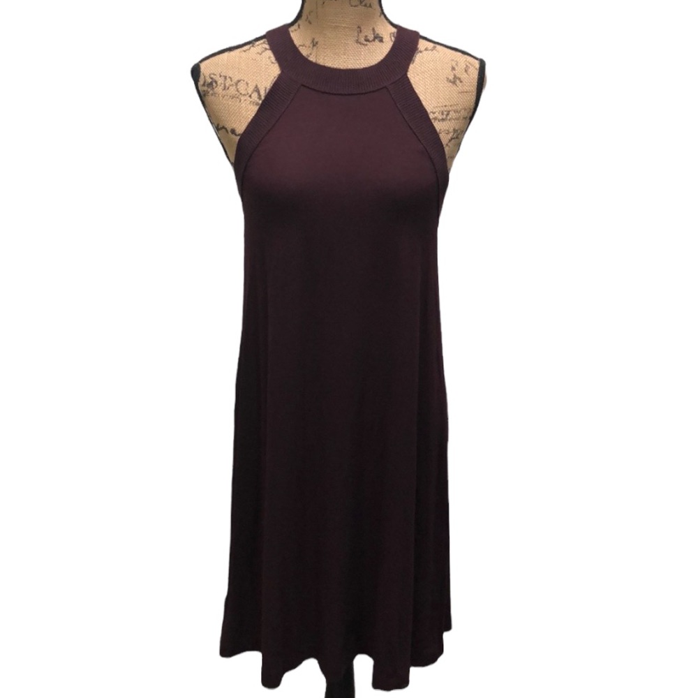 {Loft} Maroon Halter Neck Sleeveless Dress